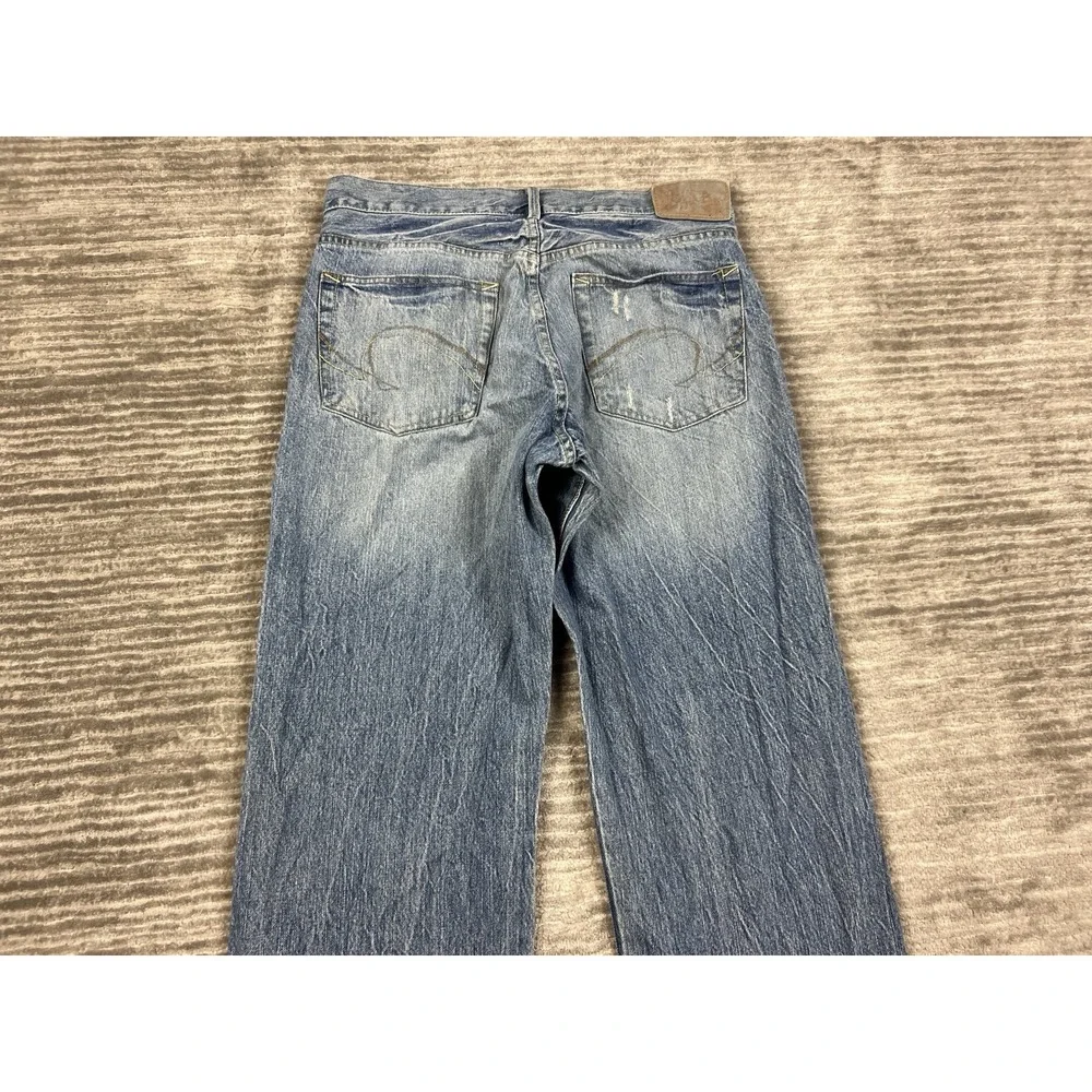 Unionbay Jeans Mens 34x32 Blue Denim Y2K Hong Kong Distressed Straight Leg - Picture 8 of 12